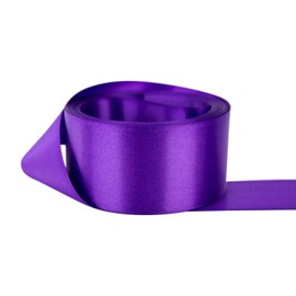 Ribbon Bazaar satén de doble cara, acabado brillante de alta calidad, cinta 100% poliéster para envolver regalos, manualidades, álbumes de recortes, lazo para el cabello, decoración y más, color morado 50 yardas