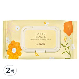 The Saem Garden Pleasure Chamomile Cleansing Tissue, 100 sheets, 2 pcs / 더샘 가든 플레져 캐모마일 클렌징 티슈, 100매입, 2개