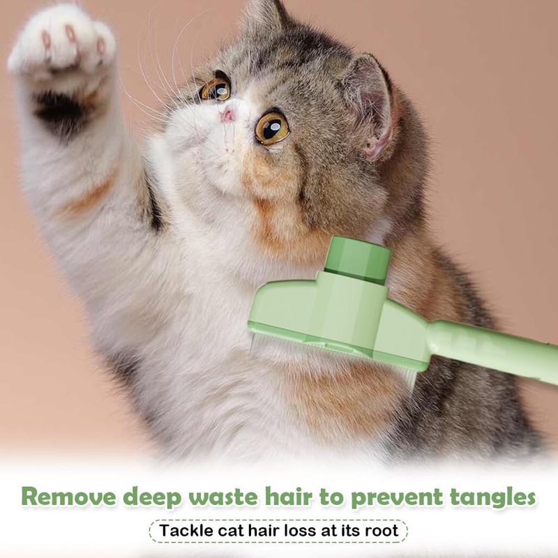 Pet Massage Comb, Hair Removal Brush with Button for Short,