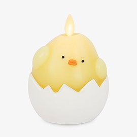 Luminara Hatching Easter Chick Candle - 3.3" x 4.3" - Flameless Real-Flame Holiday-Inspired Decor - AA Batteries - Flickering LED Flame