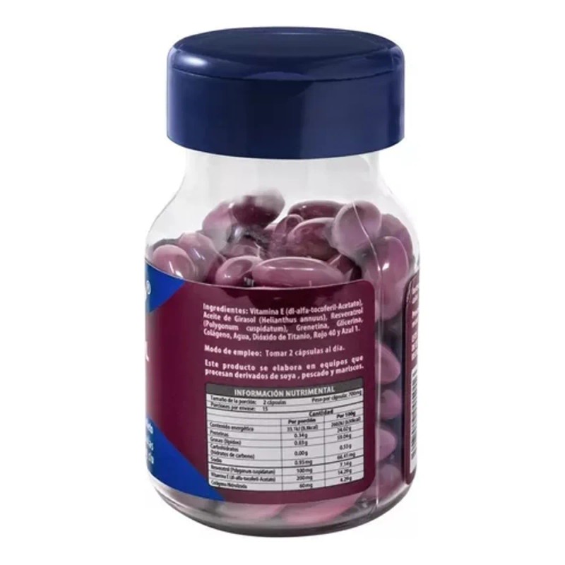Resveratrol Con Vitamina E Y Colágeno 30 Cápsulas Naturagel Sin