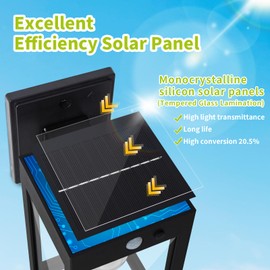 MDENLT 2 Pack Solar Porch Lights Outdoor,Solar Wall Lights with 3 Lighting Modes&Motion Sensor, Dusk to Dawn Sconce Lights Wall Mount,Exterior Wall Lantern Light Fixture for House, Garage,Patio,Shed