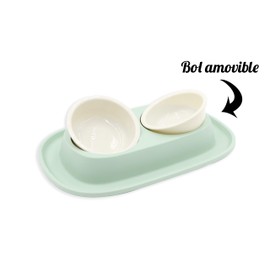 Aimé Removable Double Container for Dogs and Cats with Non-Slip and Overflow Proof Holder Capacity 2 x 230 ml