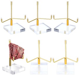 MAQUITA 6 Pcs Acrylic Easel Display Stand, Crystal Acrylic Easel Geode Stand with Adjustable Metal Arms, Rock Display Crystal for Gemstones Fossils Minerals (2.4 × 2.4 × 3.82 Inch)