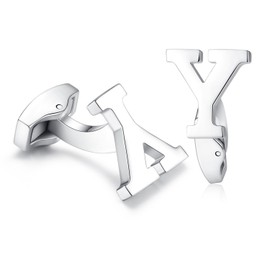 HONEY BEAR Letters Initials Letters Cufflinks Men's Stainless Steel Cufflinks Silver, Stainless Steel, No Gemstone