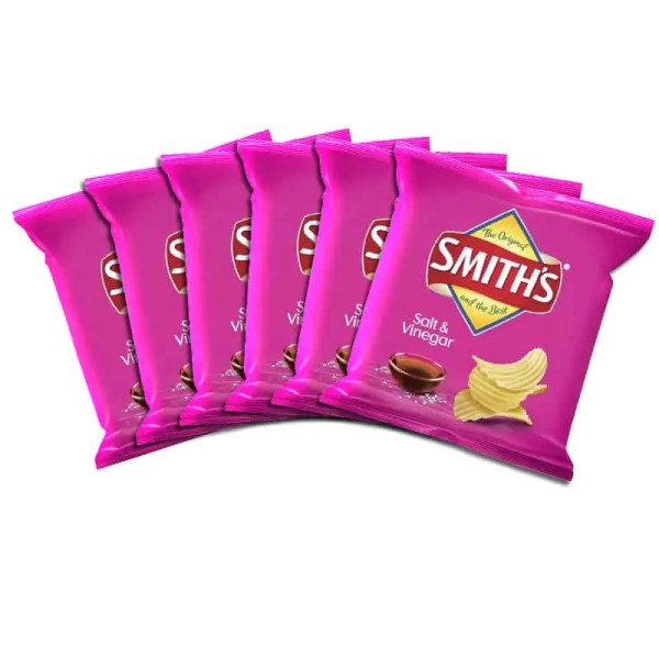 Twisties Smiths Crinkle Cut Salt & Vinegar Potato Chips 6x Individual Packs
