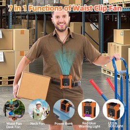All-New 2025 Version Waist Fan - Portable Belt Clip Fan with 10000mAh Battery, 35H Runtime, 6 Speeds, 59ft/s Strong Wind with LED SOS Light, 18500RPM for Jobsite, Farming, Fishing, and Travel