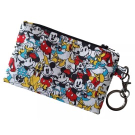 Sundari's Sweet Shoppe Mickey Mouse Zip ID Case Lanyard Key Ring Dorm ID Holder Wallet