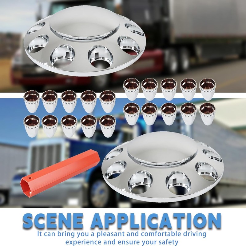 2 Chrome Front Hub Axle Cover Center Caps with 33mm