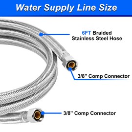 Dishwasher Installation Kit - 6 FT Stainless Steel Dishwasher Hose with 3/8" Compression Connections,Food Grade PEX Inner Tube Dishwasher Water Supply Line with Elbows,Adapters