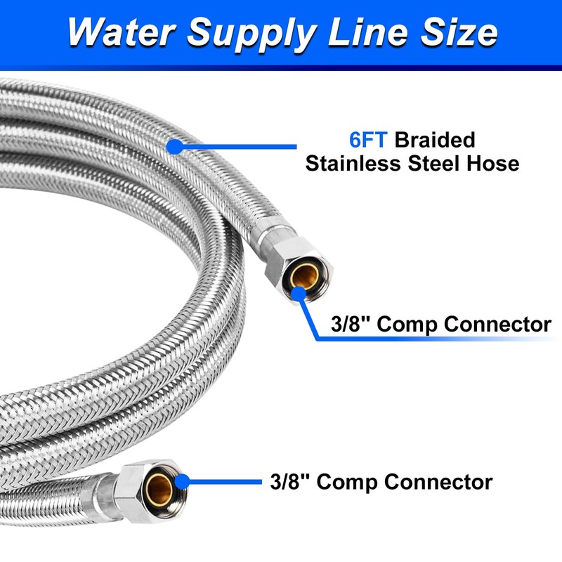 Dishwasher Installation Kit - 6 FT Stainless Steel Dishwasher Hose