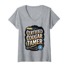 Womens Cougar Tamer Bait Hunter Slayer Cougars V-Neck T-Shirt