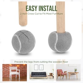 Macarrie 100 Pcs Precut Tennis Balls Bulk for Furniture Legs Tennis Ball Chair Foot Covers for Floor Protection Tennis Ball Desk Leg Coverings(Gray)