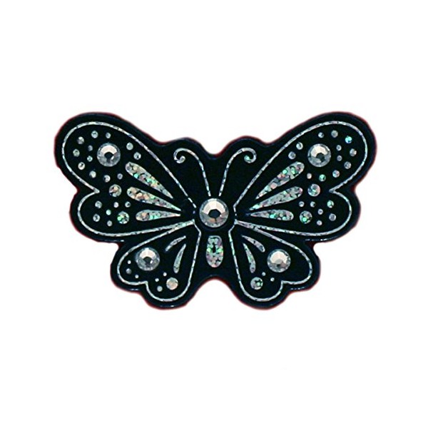 Mia Hair Stickers-"Clip-Less" Small Hair Ornaments That Stick To The Hair With Grippit Material-Black And Silver Butterfly-Measures 1.5” (1 piece per package)