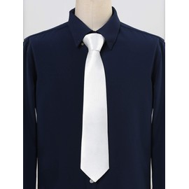 Allegra K Men's Classic Wide Neck Tie Solid Color Necktie for Formal Business One Size White