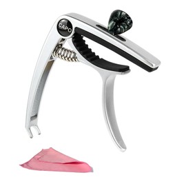 YCHIRO Guitar Capotast, One-touch Type, Zinc Alloy, Ultra Lightweight, Quick Change, Adjustable, Bridge Pin Removal Function, For Acoustic Acoustic Electric Guitar, Ukulele, Includes 1 Pick, Cleaning