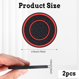 Xinjoduz 2 PCS Car Cup Holder Coaster, 2.75 Inch Red Anti-Slip Shockproof Car Cup Holder Insert Universal Vehicle Plastic Insulation Cup Mats for Most Car Accessories Interior