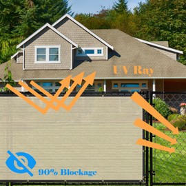 AwnPro Privacy Fence Screens Beige 6' x 50' Sun Block Windscreen with Heavy Duty Commercial Grade 160 GSM with Brass Gromment