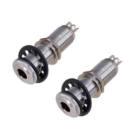 2pcs 3Pins Stereo Copper Guitar Bass Barrel Jack Cylinder Input/Output Jacks 1/4'' (Silver)