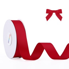 UnionJoy 1 Inch 25 Yards Solid Grosgrain Ribbon Roll for Bows, Crafts, Gifts Wrapping, DIY Hair Accessories (Red)