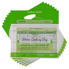 Restaurantware Serve Secure 7.5 x 7.5 Inch Steam Bags, 500 Resealable Zipper, Disposable, Green Plastic Microwave Steamer Cooking Bags, Ideal For Vegetables, Potatoes, Meat, And More