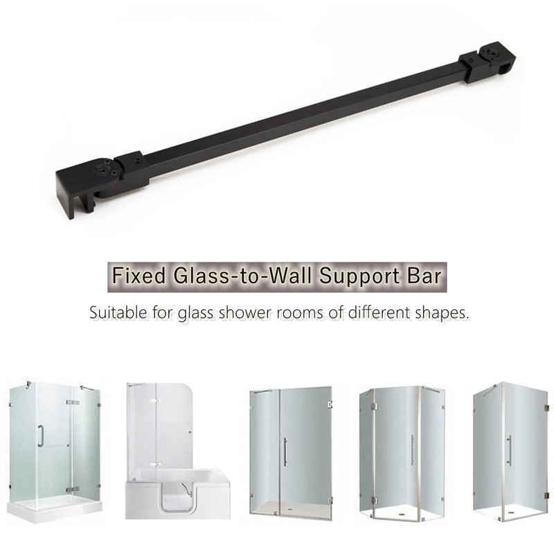 Matt Black Stainless Steel Wall-To-Glass Support Bar Support Arm for