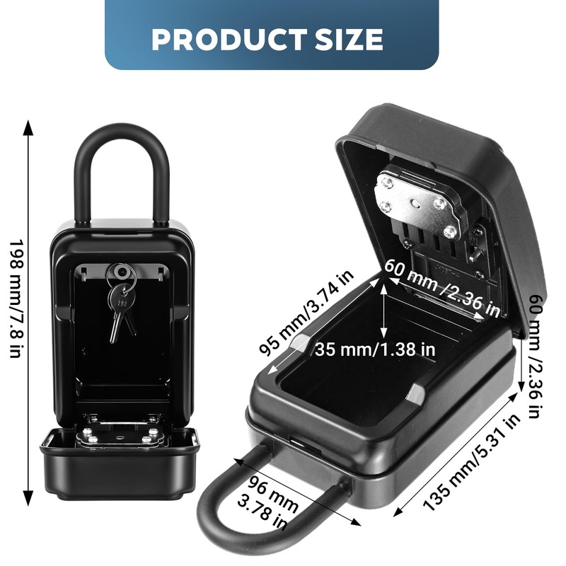 Key Lock Box for Outside, Waterproof Keys Lockbox with 4