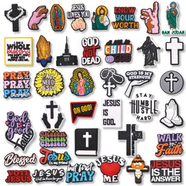 40Pcs Jesus Shoe Decoration Charms for Croc Clog, Religious Cross Faith Charms Accessories