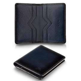A-SLIM Bifold Leather Wallet Card Holder | Slim Bifold Wallet for Men | RFID Blocking Card Wallet | Compact Design for Men’s Wallet & Women’s Wallet | Doku (Burnished Blue)