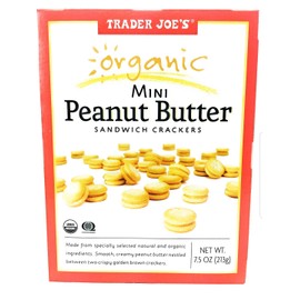 Trader Joes Organic Mini Peanut Butter Sandwich Crackers - Pack of 4 Boxes - 7.5 oz per Box