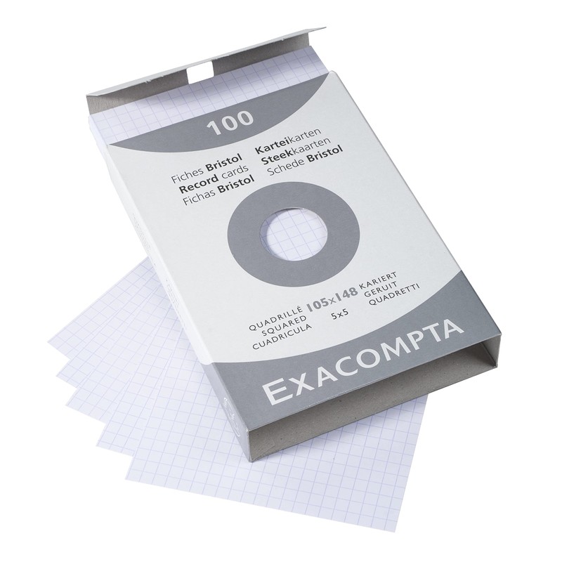 Exacompta 13209E Pack of 100 Premium Index Cards Squared DIN