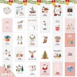 Christmas Cards with Envelope Set, 30 Pieces A6 Christmas Cards Set, Folding Cards Christmas Greeting Cards, Christmas Cards, Various Designs, for the Family, Best Christmas Greetings