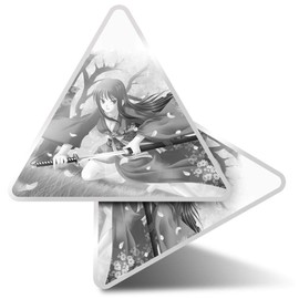 2 x Triangle Stickers 7.5cm - BW - Samurai Anime Girl Japanese Fun Decals for Laptops,Tablets,Luggage,Scrap Booking,Fridges #38762
