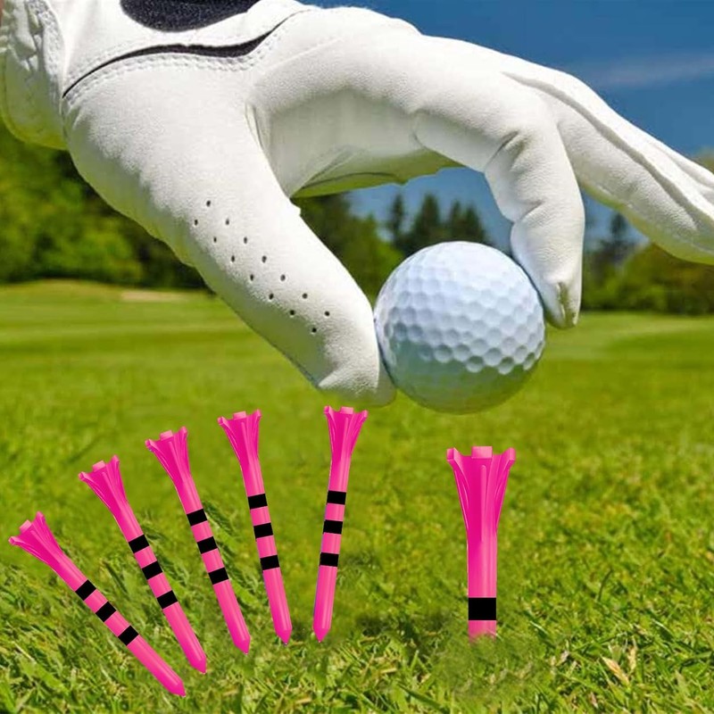 Pink Golf Tees 5 Prong with Black Stripe Bulk 100