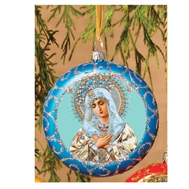 Virgin Mary Religious Christmas Tree Ornament Decoration Extreme Humility Saint Mary 4 1/2 Inch, Blue
