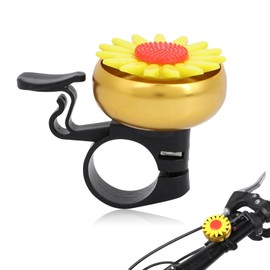 Bike Bell, 2.2cm/0.9in Flower Decor Aluminum Bicycle Bell, Loud Crisp Clear Sound Cycling Ringing Horn for Adults Kids, Cute Mountain Bike Bells for Adults (Yellow)