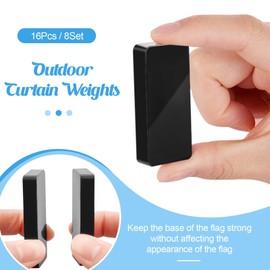 16 Pieces Outdoor Curtain Weights Heavy Outdoor Waterproof Curtain Magnets Flag Weight Magnetic Weight for Home Decor Shower Outside Curtains Tablecloth Flag Tablecloth to Stop Wind (Black)