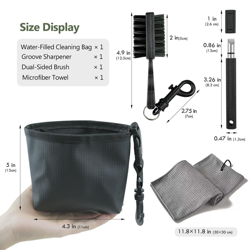 Golf Club Cleaning Kit Includes Golf Club Brush, Cleaning Bucket,