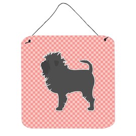 Caroline's Treasures BB3648DS66 Affenpinscher Checkerboard Pink Wall or Door Hanging Prints Aluminum Metal Sign Kitchen Wall Bar Bathroom Plaque Home Decor, 6x6, Multicolor