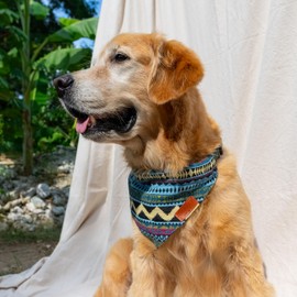 Made by Nami Boho Dog Bandana in Various Sizes for Small and Large Dogs (Blue, L)