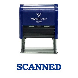 SCANNED Oficina SELF-INKING Oficina Sello de hule, Azul
