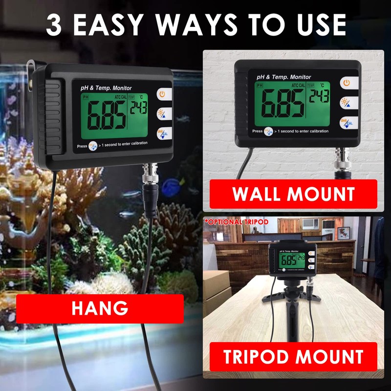 2 in 1 pH & Temperature Meter Digital pH Monitor