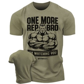 One More Rep Bro Gym Workout Shirts for Men, Funny Sayings Lifting T-Shirt(XL, One More Set Military Green)
