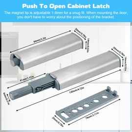 CODIRATO Pack of 6 Push to Open Pressure Door Openers, Magnetic Cabinet Door Opener, Cupboard Door Damper, Magnetic Push Catch, Furniture Door Lock, Opener, Drawers, Furniture Push Lock for Cupboard,