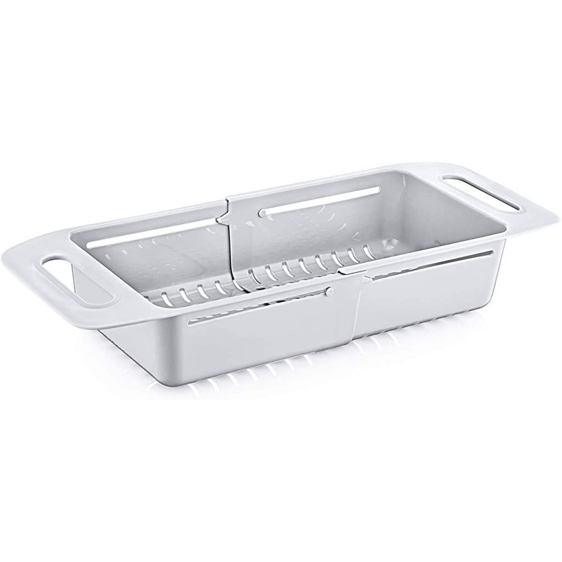 BOXUP Extendable Colander, Over The Sink, 4.7 Quart, Gray, Plastic,