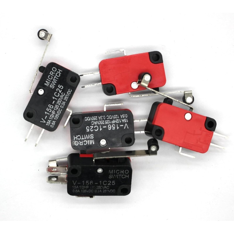 A-DIGISHUO 10pcs Micro Limit Switch V-156-1C25 Hinge Roller Lever Arm