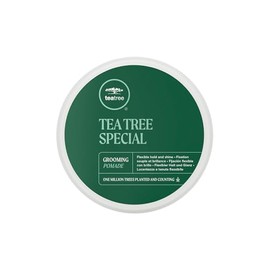 Tea Tree Grooming Pomade, Pomada para Peinar con Árbol de Té, Fijación Flexible + Brillo, Para Todo Tipo de Cabello, Especialmente Ondulado y Rizado, 85 g