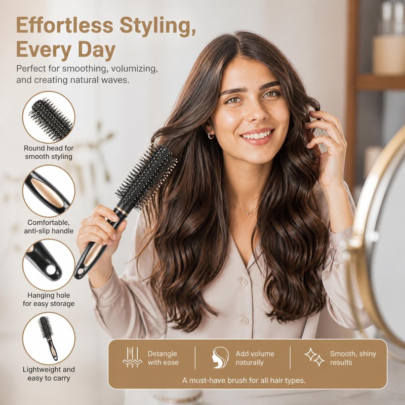 3pcs Round Hair Brush Women Blow Dry, Round Brushes for