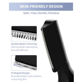 Eyebrow Trimmer, Electric Eyebrow Razor for Women Men, Rechargeable Painless LED Light Facial Hair Shaver Remover with Rinseable Blade for Face Lips Neck Leg