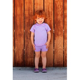 City Threads SPF50 playera de protección contra erupciones para niñas, para piscina y playa, fabricada en Estados Unidos, rosado, turquesa (Ls Turquoise/Pink), 4 Años